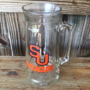 Vintage SU Syracuse University 20oz Clear Glass Beer Stein Mug